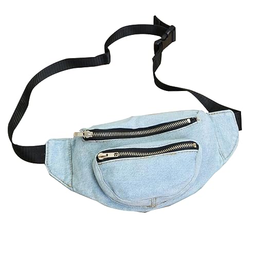 GALPADA Retro Jeanstasche Damen Himmelblau Tragbare Umhängetasche Hüfttasche Brusttasche Aus Denim Multifunktionale Damentasche Für Reisen Schule Alltag von GALPADA