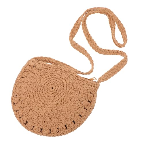 GALPADA Retro geflochtene Brieftasche Gewebbärbung Boho Crossbody -Geldbörse Boho Umhängetaschen für Damen gewebte Handtasche Häkeltasche Crossbody Bags Baumwollfaden Hellbraun von GALPADA