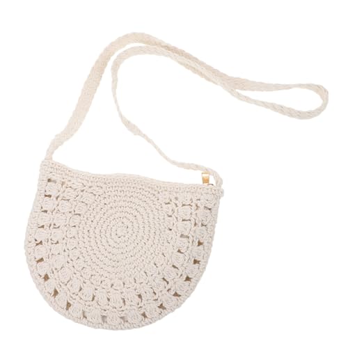 GALPADA Retro geflochtene Brieftasche gewebte Handtaschen für Damen Baumwoll handgefertigte gewebte Beutel Umhängetasche mit Häkelmuster Boho Crossbody -Geldbörse Baumwollfaden Beige von GALPADA
