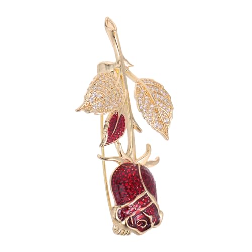 GALPADA Strassbrosche Rosenblüten Design Für Damen Zierliche Broschennadel Mit Strass-blumenmotiv Damenschmuck Für Kleider Und Mäntel von GALPADA