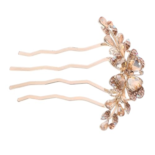 GALPADA Rhinestone Haarkamm Champagnerfarben Strasssteine Haarklammer Leicht Hochsteckfrisuren Damen Brautschmuck Hochzeit Haarschmuck von GALPADA