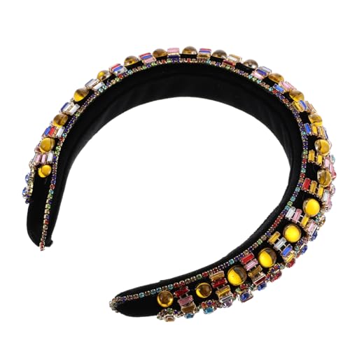 GALPADA Rhinestone Haarreif Breit Gepolstert mit Funkelnden Strasssteinen Stilvolles Damen Stirnband für Party und Alltag Schützendes Modisches Accessoire für Stilvolle Frisuren von GALPADA