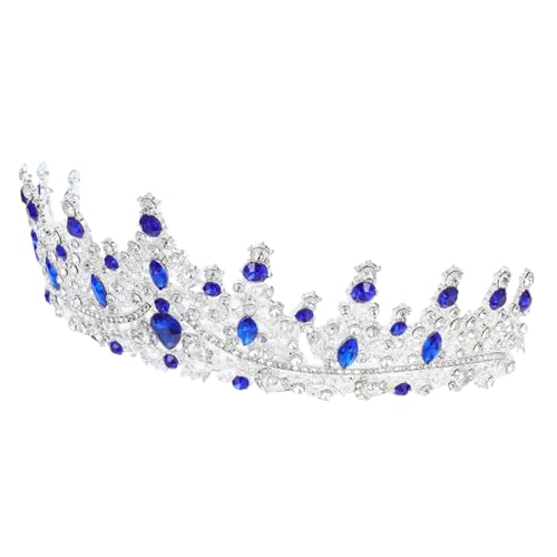 GALPADA Rhinestone Kristallkrone für Damen Prinzessin Tiara mit Funkelnden Strasssteinen Silber Blau als Geburtstagskrone Haarschmuck für Hochzeit Party Bühnenauftritte von GALPADA