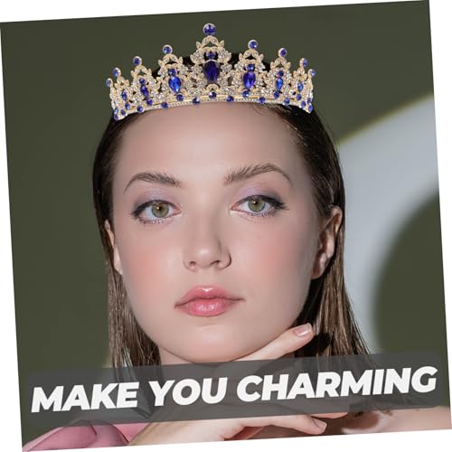 GALPADA Rhinestone Tiara Hochzeit Haarschmuck Damen Braut Krone für Geburtstag Party Prinzessin Schmuck Gold Blau von GALPADA