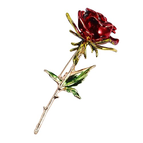 GALPADA Rosenbrosche Figuren Pullover Reversnadel Blumenbroschen Für Damen Damenbrosche Stift Anhänger Anstecknadel Aus Stoff Krawattennadel Reize Brosche Mit Rosenblüte Legierung Rot von GALPADA