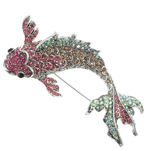 GALPADA Rote Karpfen brosche mit Strass Langlebige Anstecknadel für Mantel Hut Anzug Schal Modischer Schmuck für Damen und Rucksack Chinesischer Stil Eleganter Fisch lapel pin von GALPADA