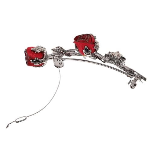 GALPADA Rote Rosen Haarnadel Haarklammer aus Retro Legierung mit Federverschluss Blumiges Design für Damen Stilvoller Haarschmuck für Party Festival und Alltag von GALPADA