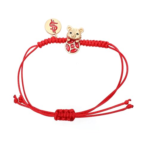 GALPADA Rotes Tiger Armband Handgefertigt Rotes Seil Verstellbar Leichtes Glücksarmband Jahr Tigers Feng Shui Schmuck für Familie und Freunde von GALPADA