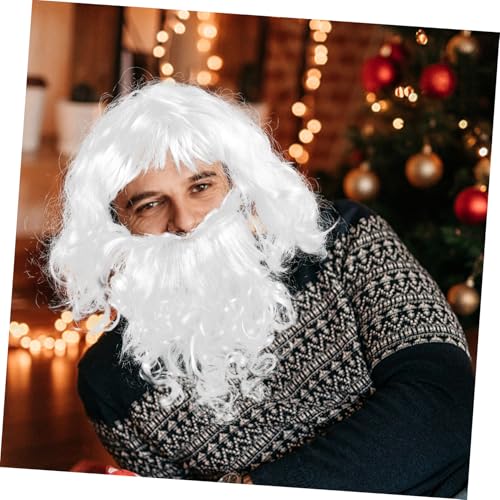 GALPADA Santa Claus Perücke und Natürlich Wirkendes Santa Cosplay Kit für Erwachsene und Jugendliche Komfortabel Tragbar für Weihnachtsfeiern Halloween und Kostümpartys von GALPADA