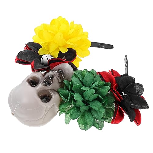 GALPADA Schädel Rose Stirnband Halloween-party-kopfschmuck Haarschmuck Requisiten Halloween-kopfschmuck Totenkopf-hut-stirnband Cosplay-party-haarband Rosen Lieferungen Plastik Damen von GALPADA