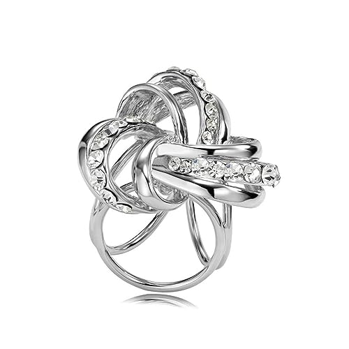 GALPADA Schalring Schalclip 3-Ring Strass Silber für Damen Geeignet für Kleine Mittelgroße Schals Elegantes Schmuckaccessoire für Hochzeiten Bankette Partys Größe 28x28mm von GALPADA