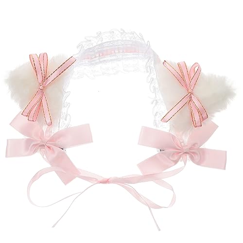 GALPADA Schleife Stirnband Katzenohren Stirnband Katzenohren Haarreifen Make-up-stirnband Kopfschmuck Für Die Teeparty Stirnband Machen Accessoires Für Mädchen Lolita Haarring Rosa Stoff von GALPADA