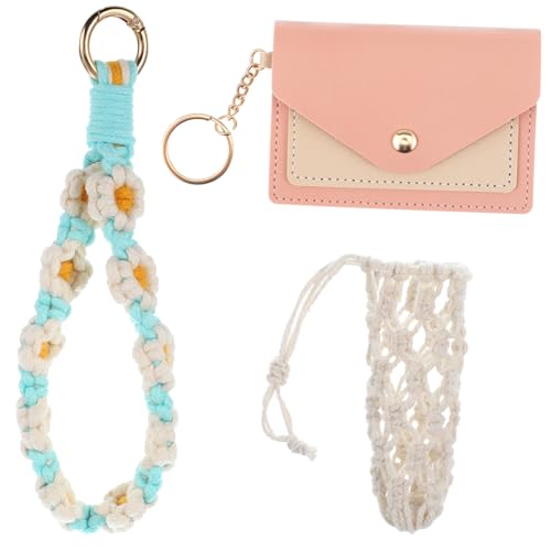 GALPADA Keychain Wallet Wristlet Süßes Geflochtenes Schlüsselanhänger Portemonnaie Mit Handgelenkband Für Damen Kartenhalter Und Lippenstiftetui Für Alltag von GALPADA