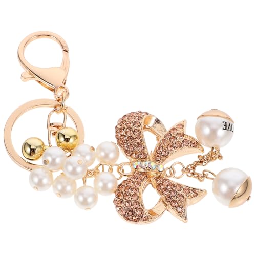 GALPADA Rhinestone Bowknot Schlüsselanhänger Mit Kunstperlen Elegantes Taschenornament Für Damen Vielseitige Dekoration Für Handtaschen Rucksäcke Und Schlüssel von GALPADA