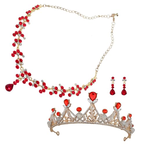 GALPADA Schmuckset mit Strassbesetzten Halskette und Ohrclips Geburtstag Tiara für Mädchen Schmuck Accessoires für Bühnenauftritte Party und Festliche Anlässe von GALPADA