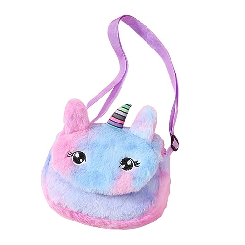 GALPADA Umhängetasche Handyhalter Geldbörse Taschen Handytasche Mit Schultergurt Plüsch Fuzzy Kleine Geldbörse Furry Einhorn Über Der Seitentasche Schultertasche Brusttasche Niedlich Kind von GALPADA