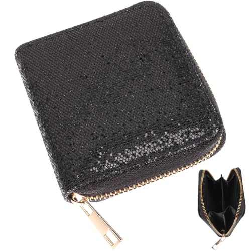 GALPADA Schwarze Glitzer-münzbörse Mit Reißverschluss Kompakte Geldbörse Für Frauen Und Mädchen Für Münzen Schlüssel Und Kleine Accessoires Und Leicht von GALPADA