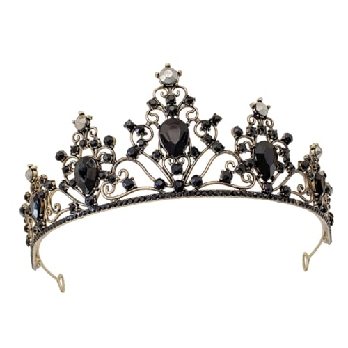 GALPADA Schwarze Tiara mit Strasssteinen Verstellbares Braut Haaraccessoire Funkelnde Krone für Frauen Hochzeit Geburtstag Abendparty und Festliche Anlässe von GALPADA
