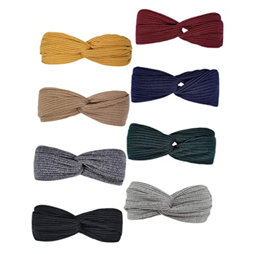 GALPADA 8stücke Pack Gedrehtes Turban-stirnband Stretch Stirnband Schweißband Für Damen Sport Laufen von GALPADA