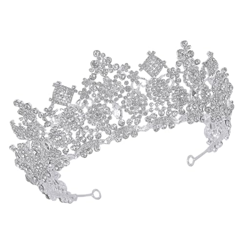 GALPADA Silberne Brautkrone Hochzeit Tiara mit Funkelnden Strasssteinen Leichtes und Bequemes Hochzeits Haaraccessoire für Braut und Geburtstagsfeier Edles Design für Festliche Anlässe von GALPADA