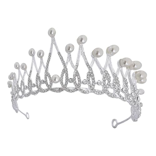 GALPADA Silberne Tiara Krone Haarschmuck Braut Kopfbedeckung Glänzend für Hochzeit Geburtstag Party Damen Mädchen von GALPADA