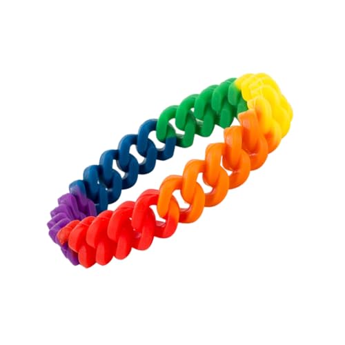 GALPADA Regenbogen Silikonarmband Armband in Regenbogenfarben Silikon Armreif Buntes Armband Für Mädchen Frauen Und Männer Regenbogen Armreif von GALPADA