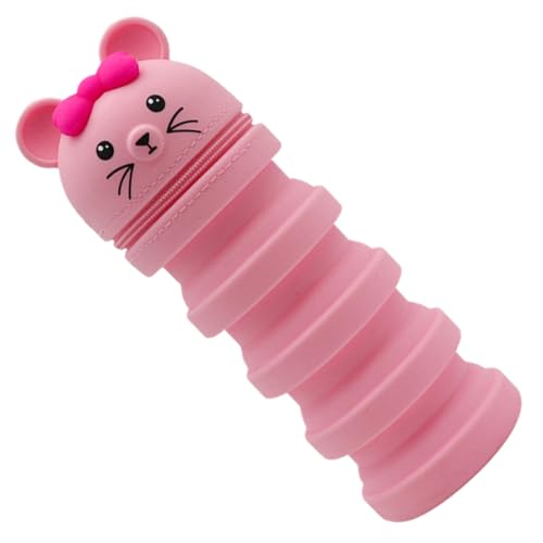 GALPADA Silikon Stiftetasche in Pink Flexibles Dekompressions Federmäppchen Rattenförmiger Stiftbehälter Leicht und Tragbar Schreibwaren für Studenten von GALPADA