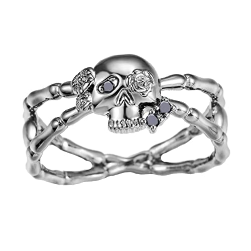 GALPADA Skull Ring Herren Damen Vintage Stil Hand Jewelry Kreativer Schädelring Modisches Schmuckaccessoire Schwarz von GALPADA