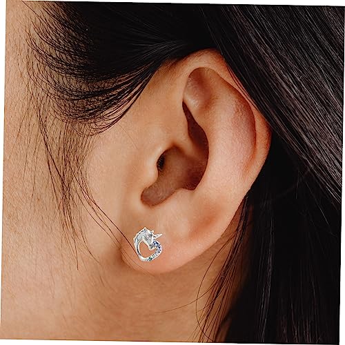 GALPADA Sterling Silber Einhorn Ohrstecker Damen Zirkonia Chic Ohrschmuck Modisch Alltagsschmuck Elegant von GALPADA