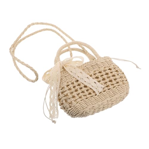 GALPADA Stilvolle Strohtasche Damen Handgewebte Leichte Schultertasche mit Hohlmuster Geräumige Crossbody für Strandurlaub Alltag Vielseitige Sommer-Tasche in Cremeweiß von GALPADA