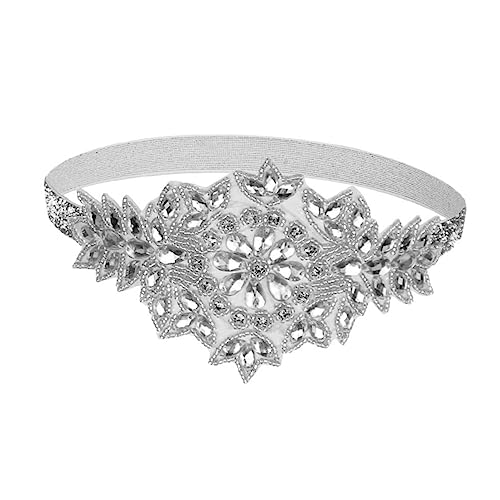 GALPADA Stirnband Aus Strass Hochzeitskopfschmuck Für Die Braut Performance-haarband Stirnbänder Für Damen Flapper-kopfbedeckung Haarschmuck Feder Acryl Charmant Weiß Tischgesellschaft von GALPADA