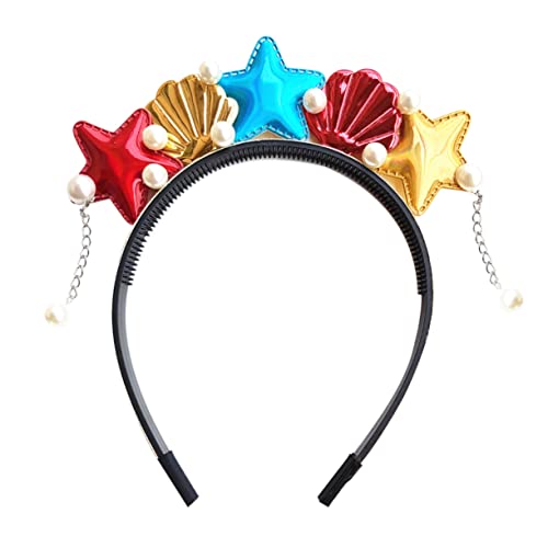 GALPADA Meerjungfrau-stirnband Mit Seestern Und Muschel-design Haarreif Für Mädchen Leichtes Material Rot Party-kostüm-accessoire Für Kindertag Und Strandfest von GALPADA