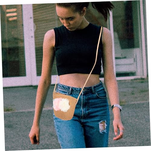 GALPADA Strandtasche Stroh Umhängetasche für Mädchen Kleine Gewebte Crossbody Bag Urlaub Strandtasche Lässige Schultertasche Leicht und Robust Weiß von GALPADA