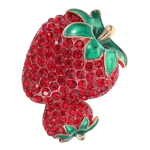 GALPADA Strass Erdbeer Brosche Damen Modisch Glänzend Vielseitig Schmuck Anstecknadel für Kleidung Taschen Accessoires Elegant Süß Fruit Label Pin von GALPADA
