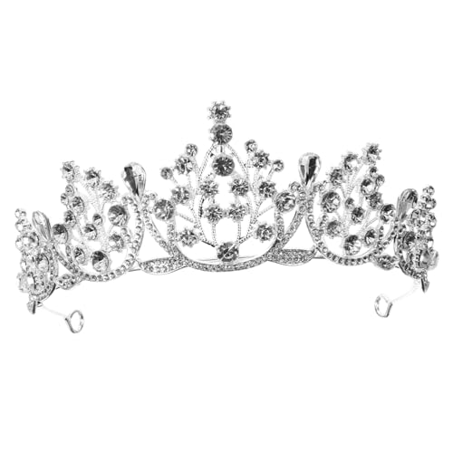 GALPADA Strass Tiara Krone Braut Kopfschmuck Silber Barock Stil Hochzeit Headband für Braut Leichtes Komfortables Party Accessoire mit Schmetterlingsknoten Bankett Haarschmuck von GALPADA