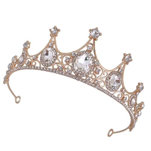 GALPADA Strass Tiara Krone Goldweiß Leicht und Komfortabel Vintage Kopfschmuck für Hochzeit Geburtstag Braut und Festliche Anlässe Stilvolles für Mädchen und Damen von GALPADA