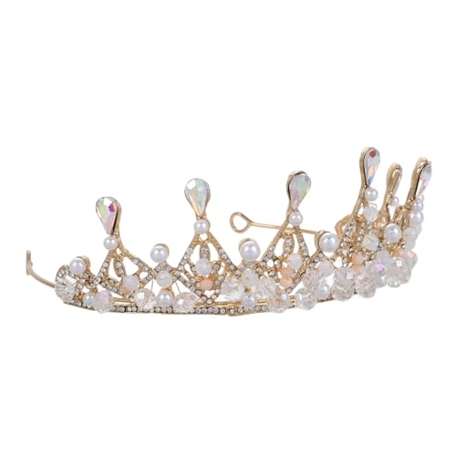 GALPADA Bridal Handmade Crown Mit Strass Koreanisches Design Tiara Für Hochzeiten Und Besondere Anlässe Prinzessin Haarschmuck Für Frauen Goldene Krone Mit Kristallen von GALPADA
