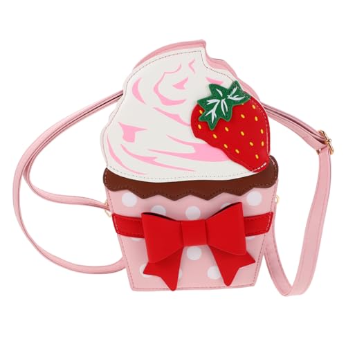 GALPADA Strawberry Crossbody Bag Damen PU Schultertasche mit Verstellbarem Riemen und Schleifen-dekor Leichte Kratzfeste Umhängetasche mit Niedlichem Erdbeermotiv für Mädchen Alltag und von GALPADA