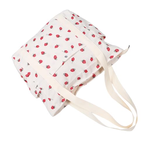GALPADA Stylische Erdbeer Schultertasche Cord für Damen Praktische Tragetasche mit Seitlichem Fach für Einkäufe Reisen und Freizeit im Frühling Sommer Weiß GALPADA Stylische Erdbeer Schultertasche Cord für Damen Praktische Tragetasche mit Seitlichem Fach für Einkäufe Reisen und Freizeit im Frühling Sommer Weiß von GALPADA