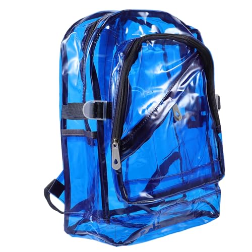 GALPADA Transparenter Schultasche Für Durchsichtige Rucksack Mit Blauem Design Geräumige Schultertasche Mit Verstellsamen Gurt Für Schule Und Strand von GALPADA