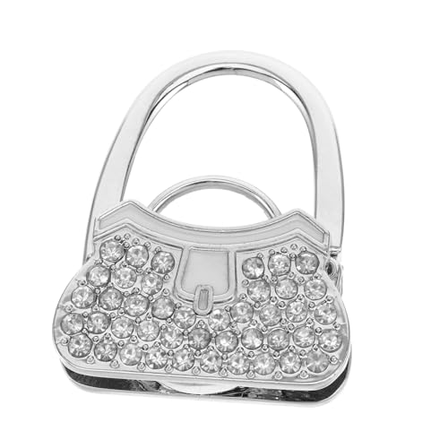 GALPADA Taschenhalter mit Funkelnden Strasssteinen Tragbarer Handtaschenhaken mit Sicherem Schloss Eleganter Tischhaken für Schwere Taschen Glamouröser Schmuck für Partys und Alltag Weiß von GALPADA