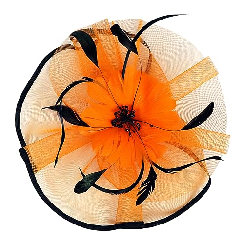 GALPADA Fascinator Hut Für Frauen Mit Federn Und Netz Eleganter Haarreif Für Hochzeiten Teepartys Und Geburtstagsfeiern Vielseitiger Kopfschmuck Mit Schwarzem Rand von GALPADA