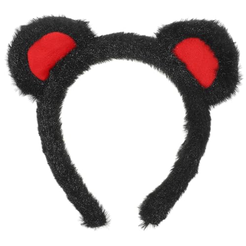 GALPADA Teddybär Ohren Haarreif Bärenohren Stirnband Plüsch Bär Cosplay Haarband Make up Stirnband Headband Kostüm Kopfschmuck Haarschmuck für Damen Mädchen Hautpflege Gesichtswasch Schwarz von GALPADA