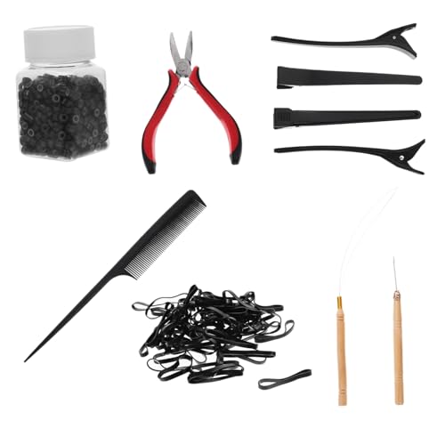GALPADA Teiliges Haarverlängerungs mit Perlen Häkelnadel und Silikonverschluss Langlebiges Haarstyling Werkzeug für Professionelle und DIY Frisuren Farbe Dunkelbraun Zufällige Farbe von GALPADA
