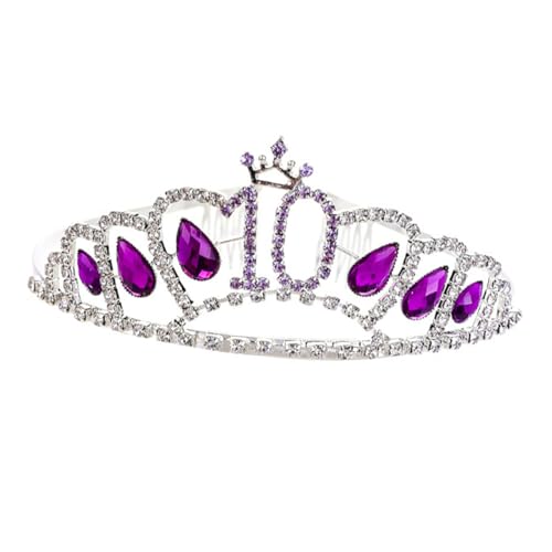 GALPADA Tiara Haarschmuck mit Funkelnden Strasssteinen Digitale Krone in Geburtstagsdeko für Mädchen Langlebig für Partys und Festlichkeiten von GALPADA