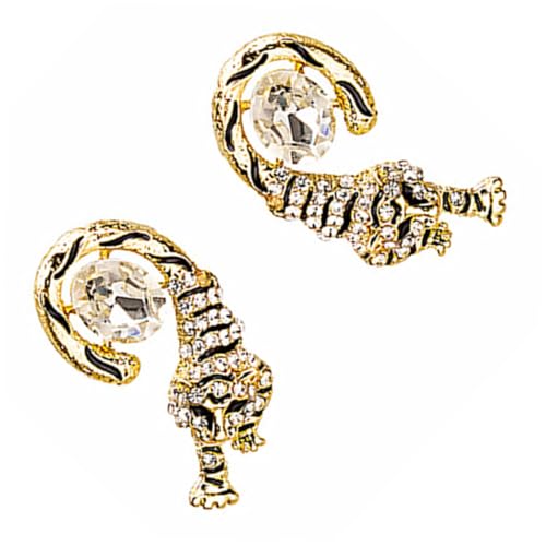 GALPADA Tiger Ohrstecker mit Funkelnden Zirkonia Damenohrringe Individuelles Design Geeignet für Alltag Business und Geschenke von GALPADA