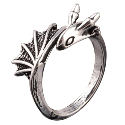 GALPADA Titanstahl Fliegender Drachen Ring Herren Vintage Retro Design Offene Verstellbare Finger Schmuck Langlebiger Cooler Herrenschmuck für Partys und Besondere Anlässe von GALPADA