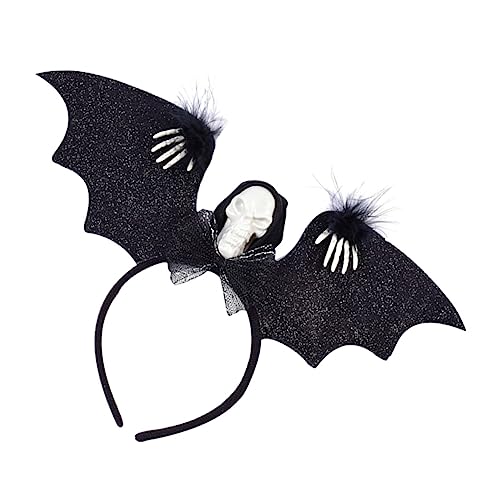 GALPADA Halloween-stirnband Mit Totenkopf-kopfschmuck Halloween Verkleiden Sich Stirnband Halloween-kostümzubehör Haarband Mit Fledermausschädel Halloween-haarreifen Geschenk Harz Skelett von GALPADA