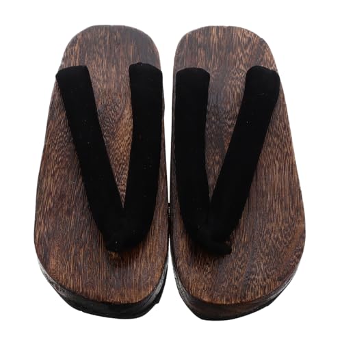 GALPADA Traditionelle Japanische Holzslipper Herren Rundkopf Clogs Minimalistisches Design Indoor Hausschuhe Vielseitig Elegant Robuste Dicke Holzsohle von GALPADA