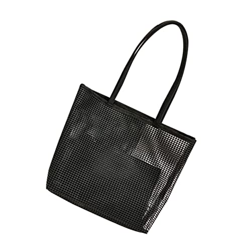 GALPADA Mesh Umhängetasche Schwarz Damen Ausgehöhlte Tragetasche mit Innentasche Leicht und Strapazierfähig Handtasche für Reisen Einkaufen Alltag Strand von GALPADA